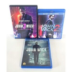 John Wick 1, 2 & 3 Movies Blue-ray & DVD Keanu Reeves